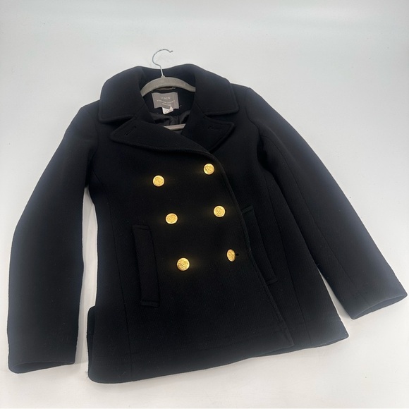 J. Crew Stadium Cloth Nello Gori Wool Short Peacoat Winter Coat 0P 0 Petite - Picture 2 of 4